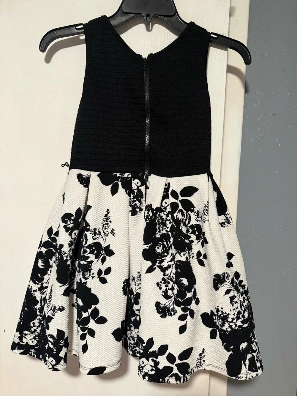 Beautees Black & White Floral Fit-and-Flare Dress
